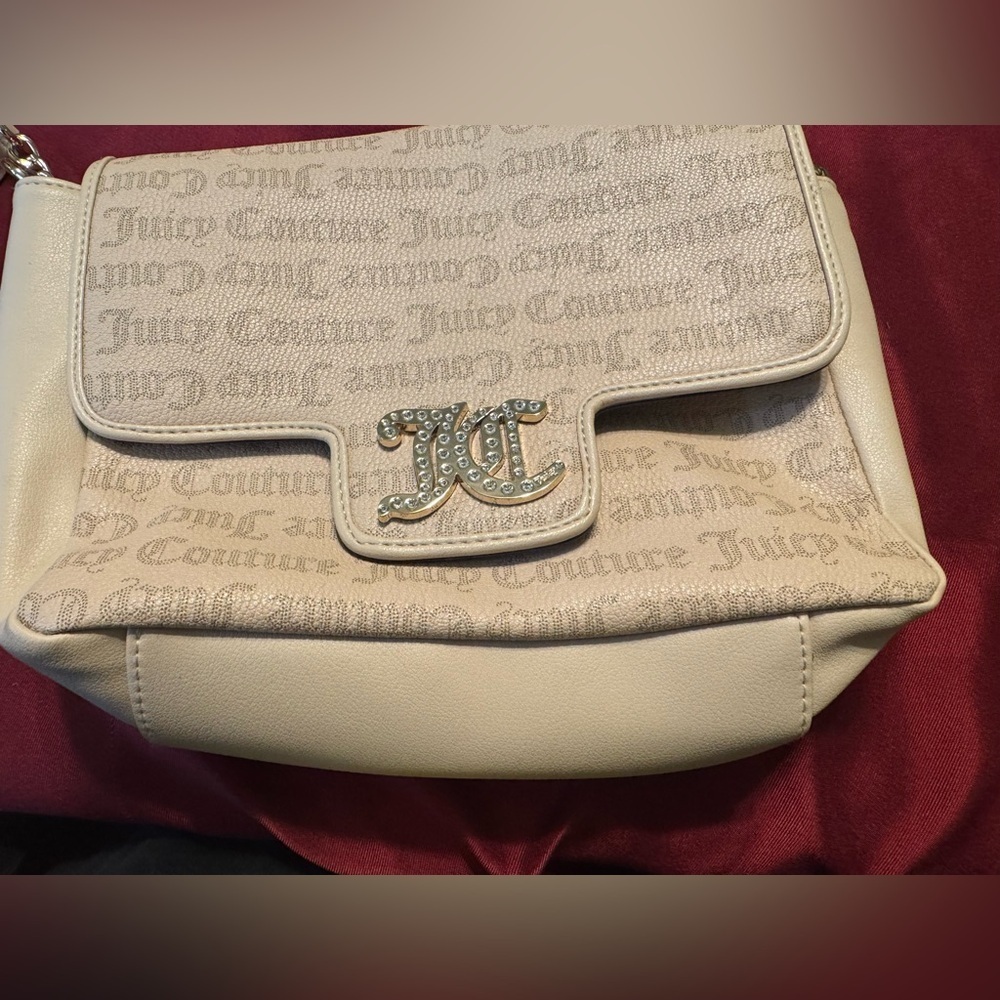 Juicy Couture Brighter Than A Diamond Classic Cream Monogram Shoulder Bag Euc